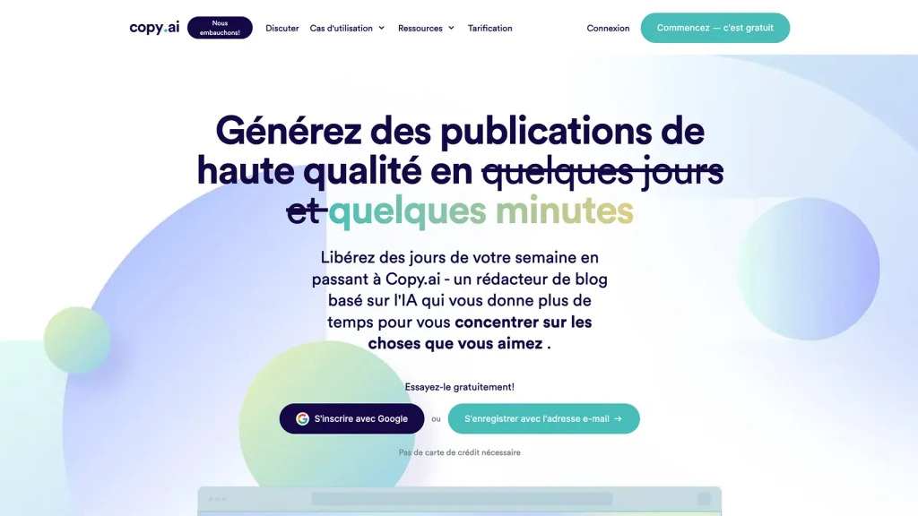 copy ai top 5 outil de rédaction ia gratuit