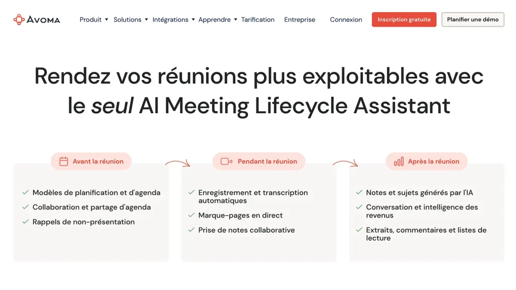 Meilleurs outils IA pour les réunions - Avoma