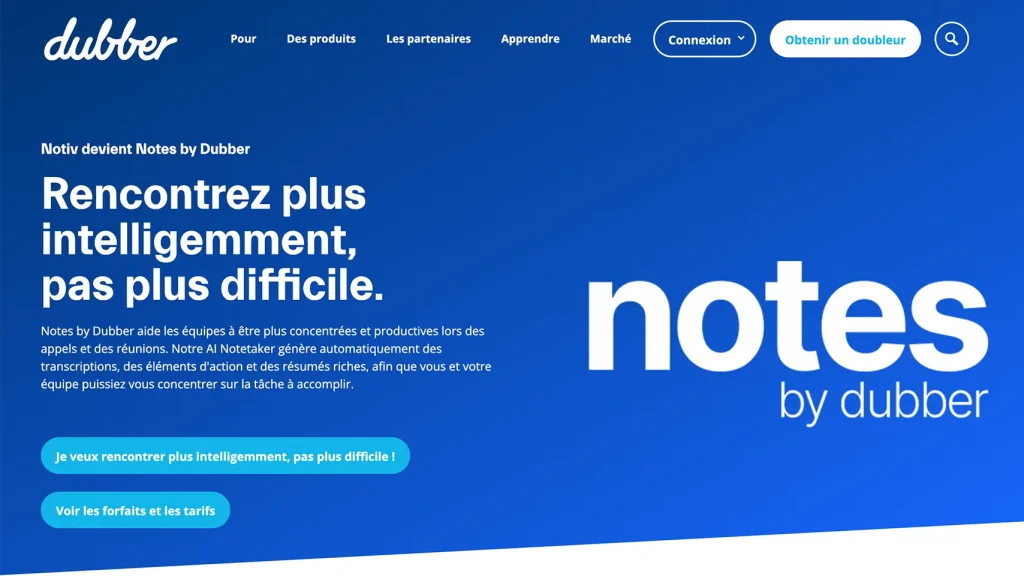 Meilleurs outils IA pour les réunions - Notes by Dubber