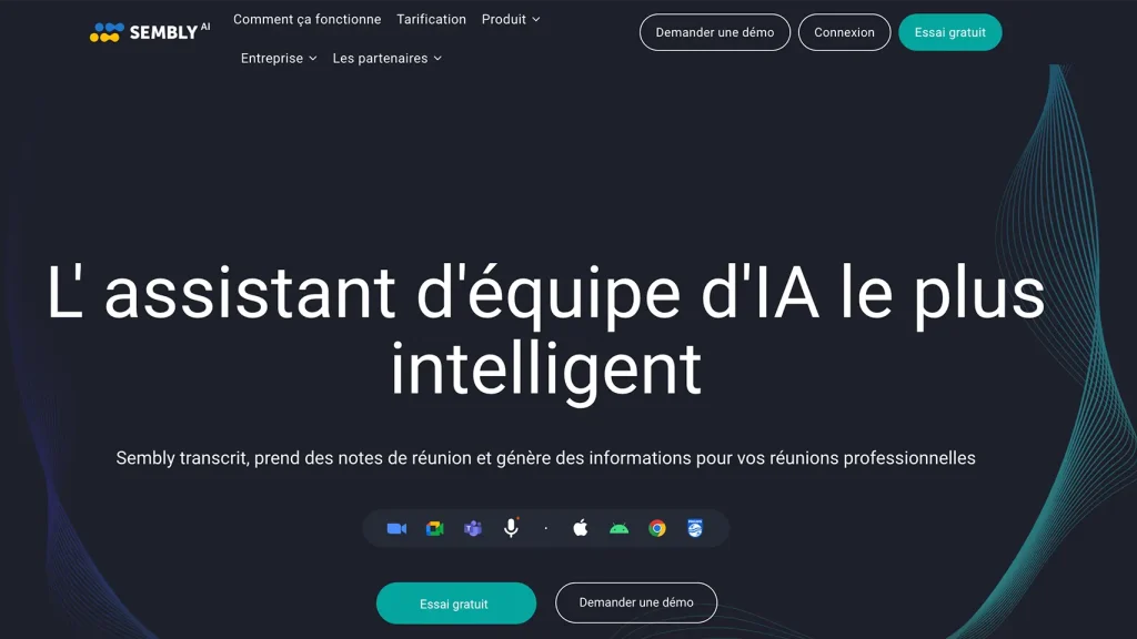 Meilleurs outils IA pour les réunions - Sembly Ai