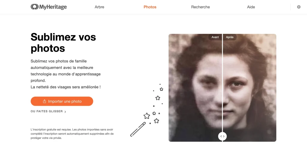 Meilleurs outils de restauration photo MyHeritage