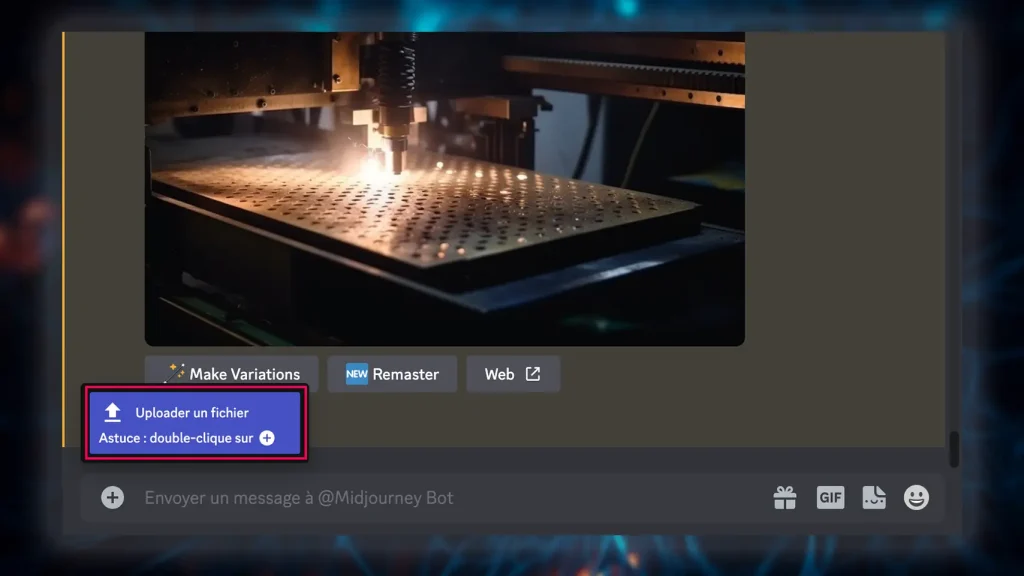 Uploader un fichier sur Midjourney
