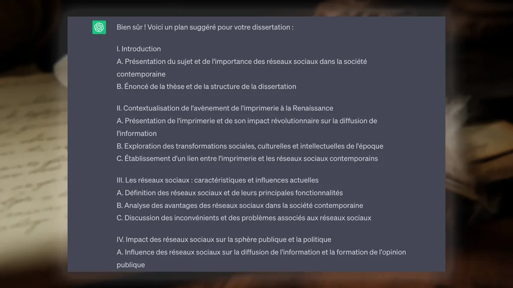 Plan de dissertation par ChatGPT