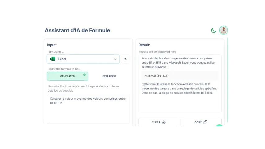 Générez et comprenez des milliers de formules Excel en quelques secondes